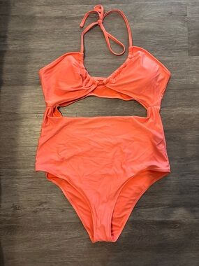 Aerie Coral Cutout One-Piece Swimsuit